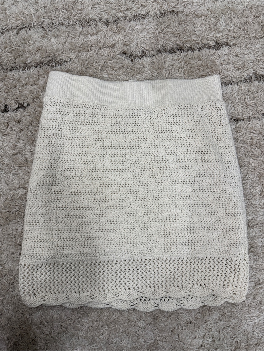 Cream Crochet Mini Skirt